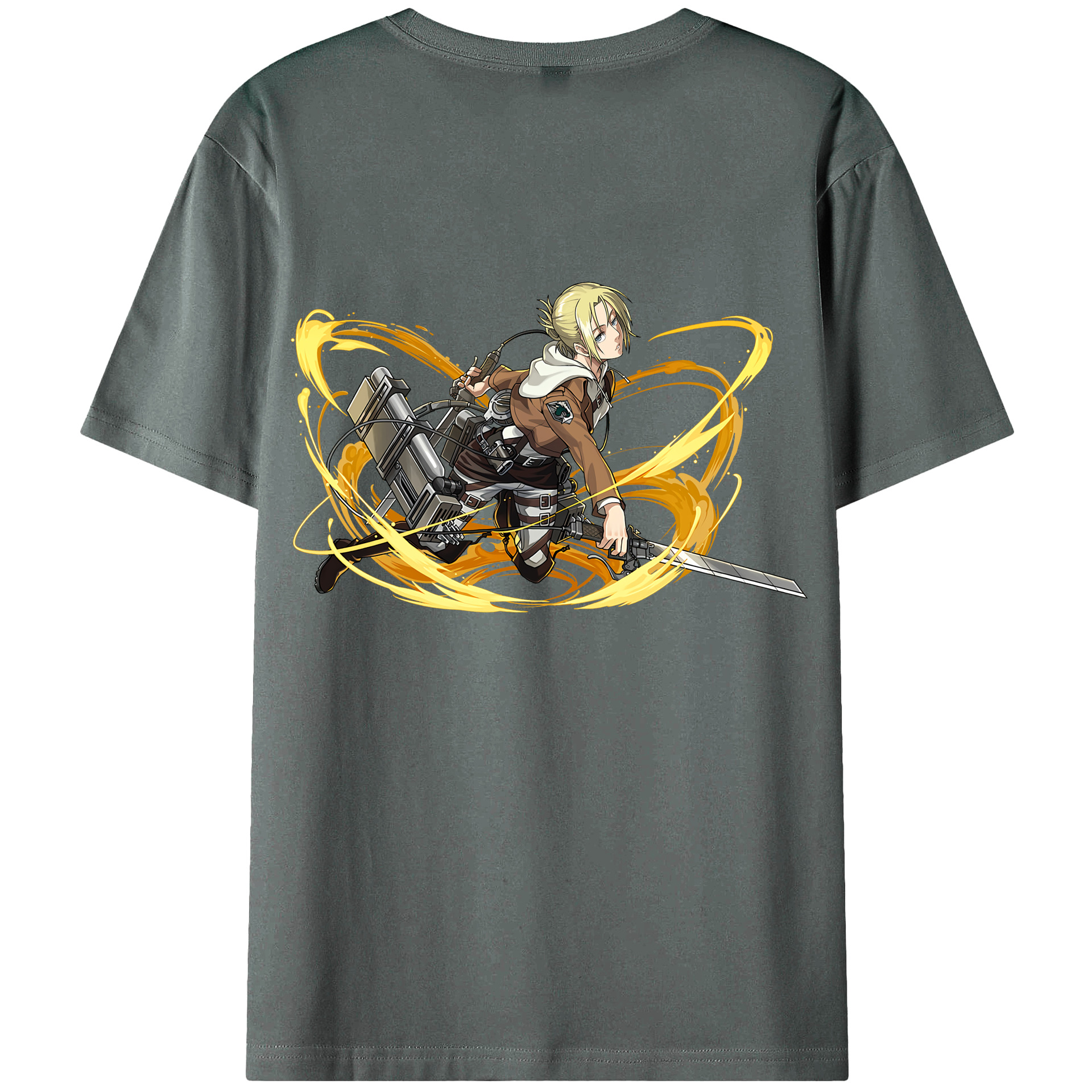 （画像用） 進撃の巨人 アニ・レオンハート Attack on Titan Annie Leonhart 綿100％ メンズ半袖Tシャツ（バックプリント） 通気性